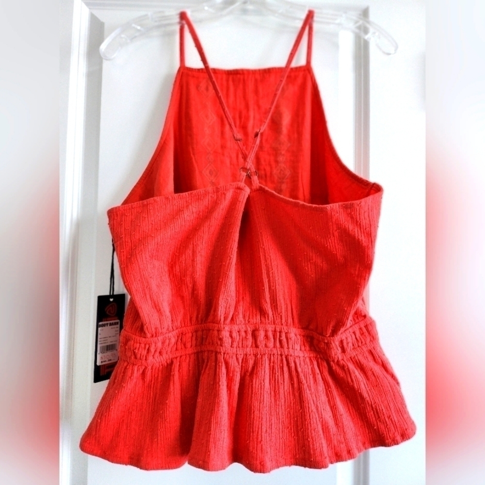 Red Embroidered Peplum Camisole - Picture 2 of 7